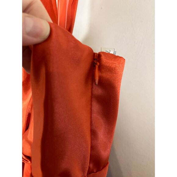 Retro Babydoll Tank Midi Orange 16 Floral Festive Wedding Classic Chic Boho 80s - Picture 4 of 10